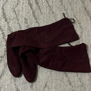Maroon over the knee boots